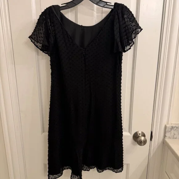 J. Crew Black Silk Clip Dot Ruffle Mini Dress Size 00 - Picture 4 of 7